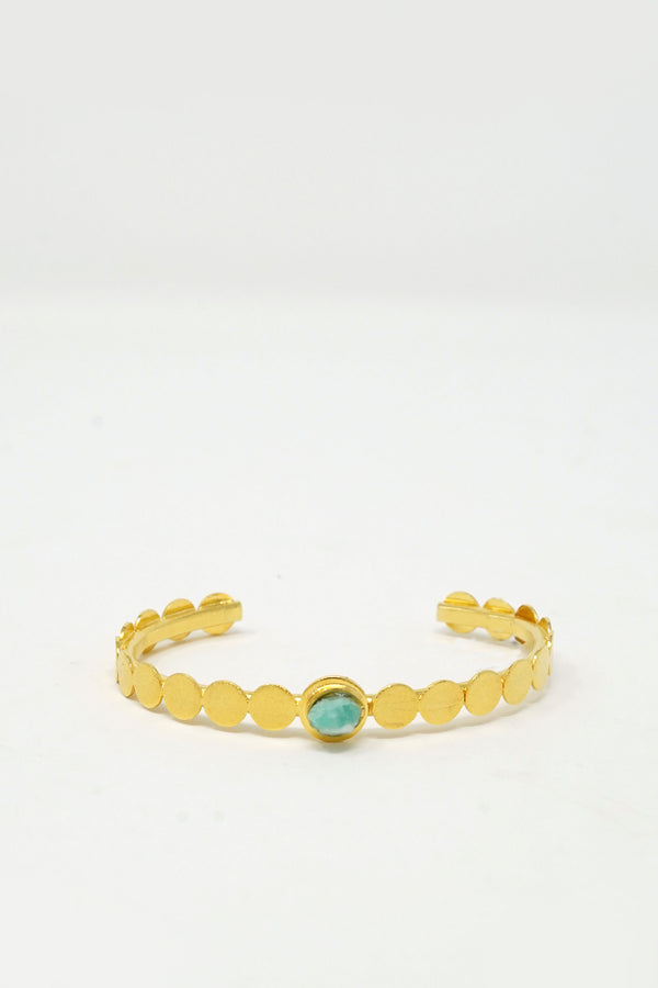 Isa Cuff Bracelet Raw Emerald 24k Gold-Plated
