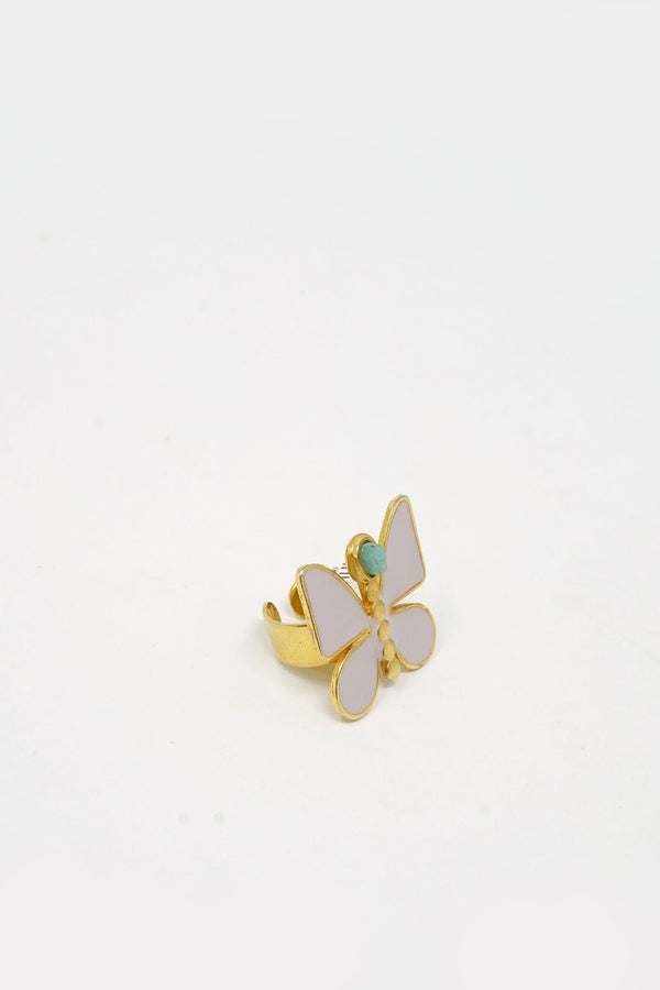 Salome Butterfly Cara-Col Ring Raw Emerald 24k Gold-Plated