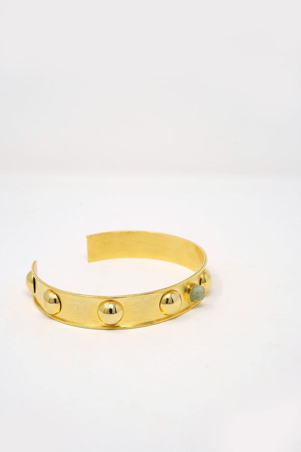 Luciana Cuff Necklace Raw Emerald 24k Gold-Plated