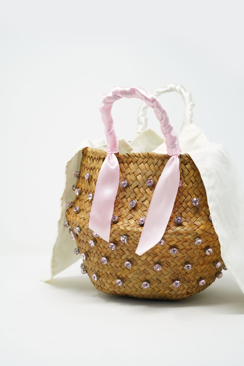 Mabelle Embellished Straw Bag