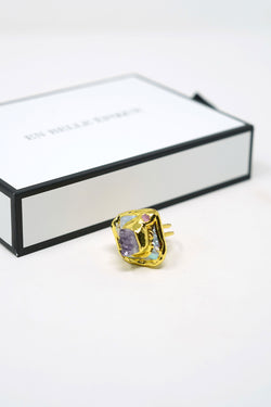 Ozanne Adjustable Ring Purple Amethyst Gold-Plated