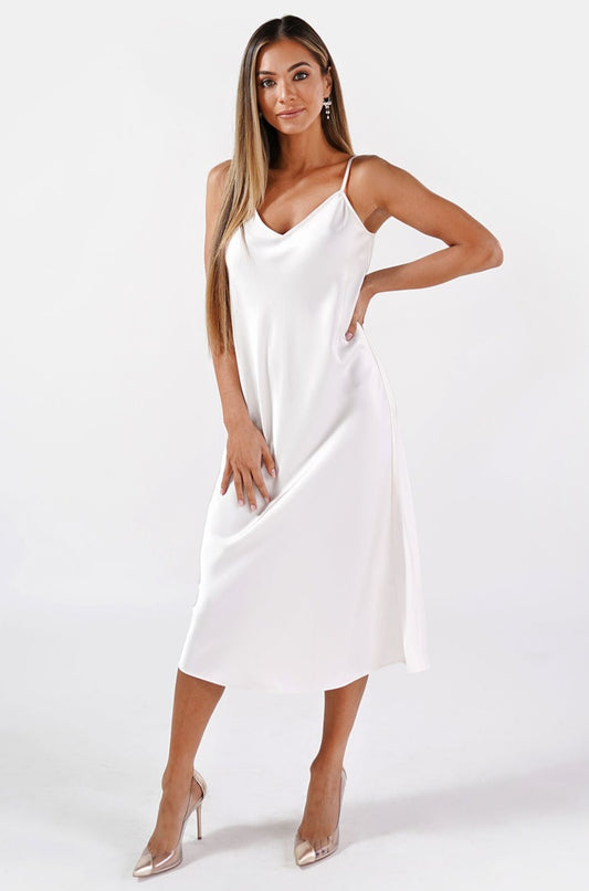 Camille Slip Dress - Pearl White