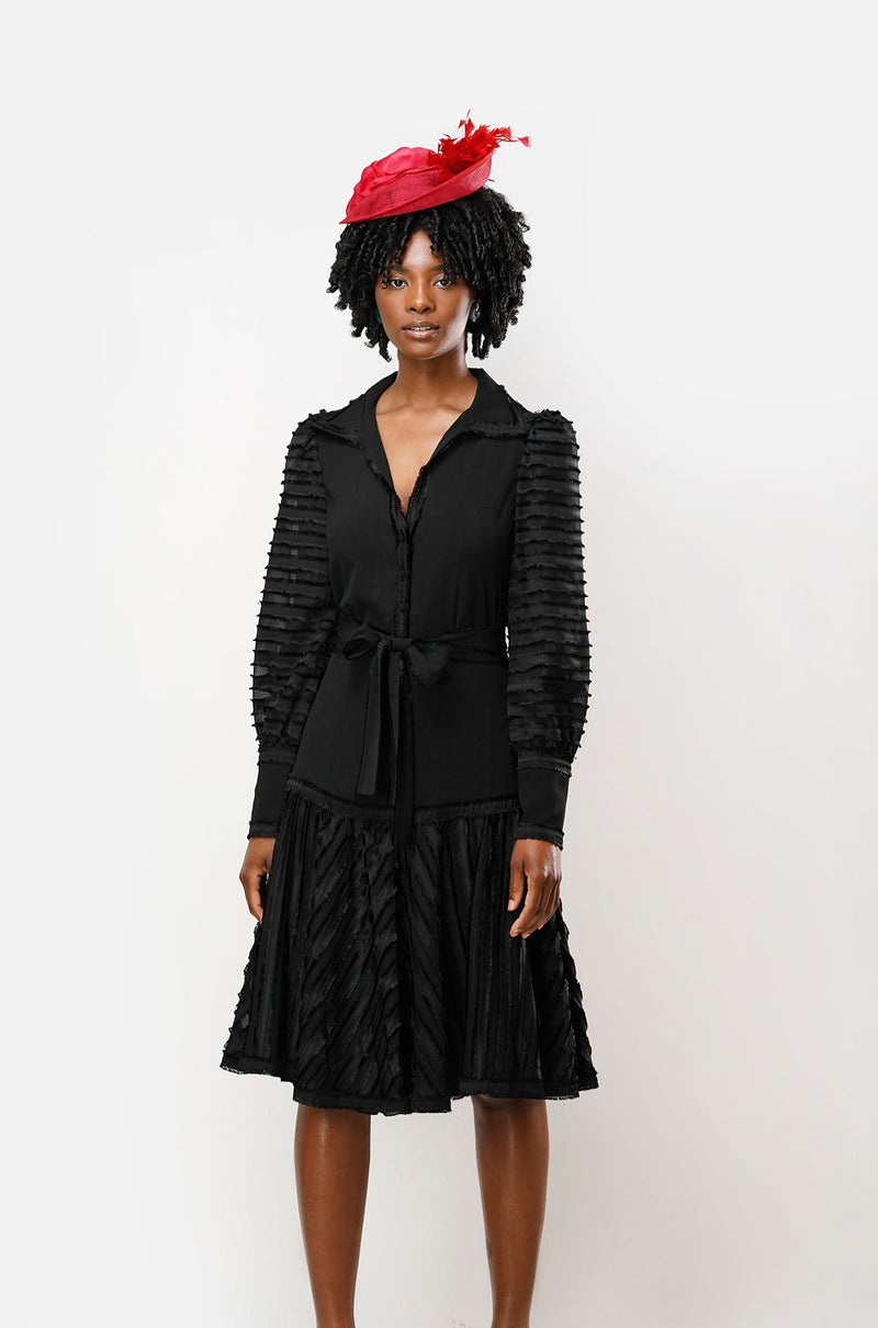 Caroline Black Midi Dress