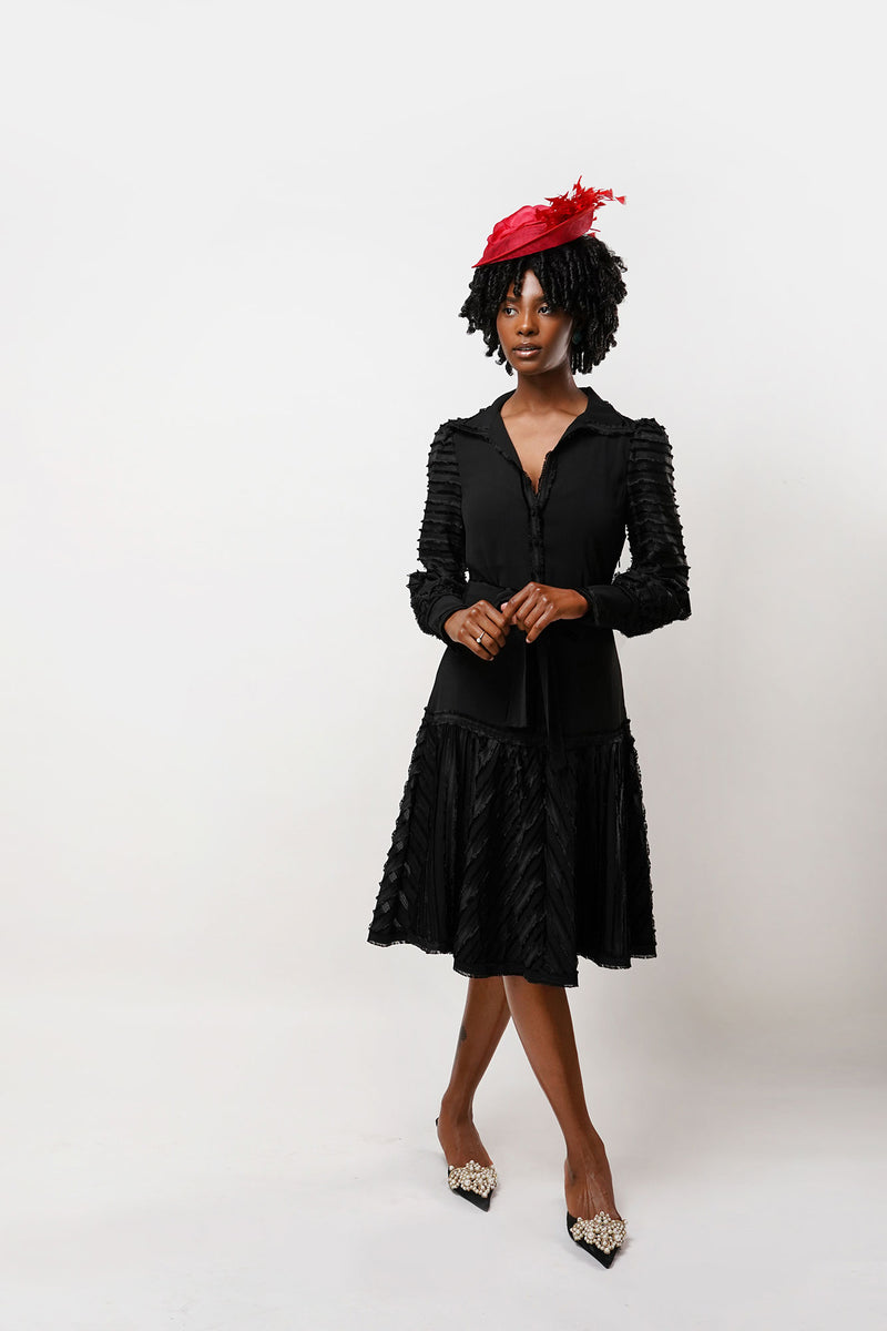 Caroline Black Midi Dress