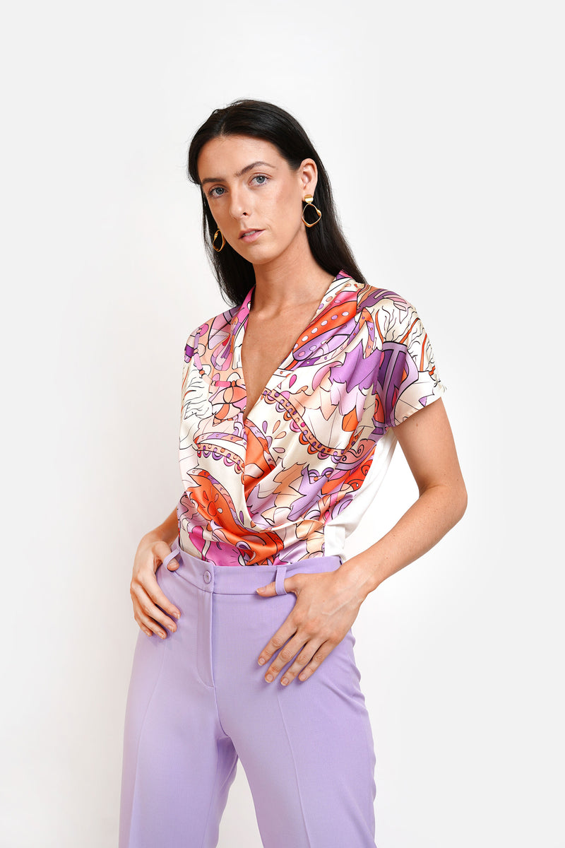 Fuschia Abstract Print Blouse