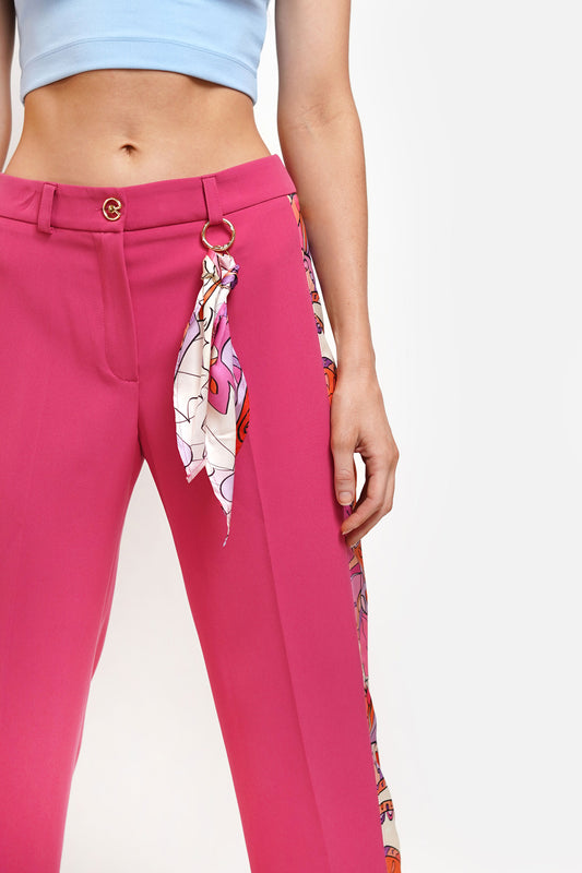 Fuschia Pants With Abstract Print