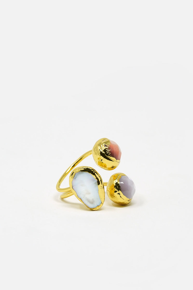 Ozanne Multicolor Natural Gemstone Adjustable Ring