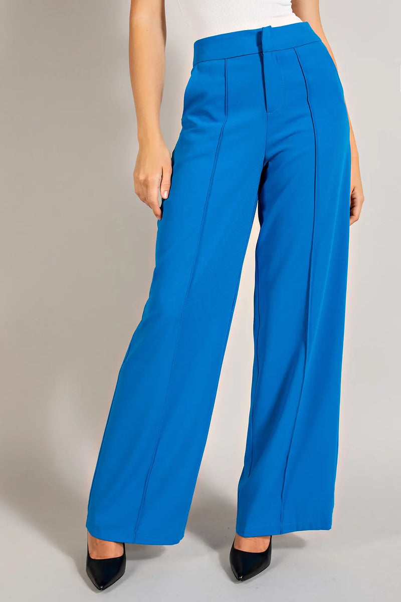High Waisted Trousers With Front Pintuck