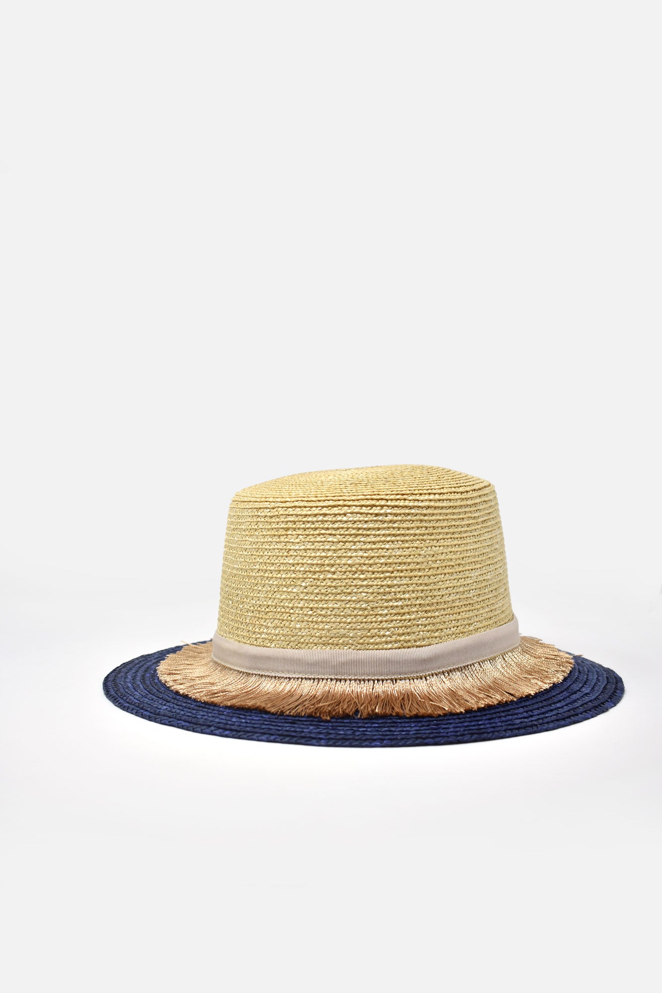 Aurorette Two Tone Tasseled French Boater Hat