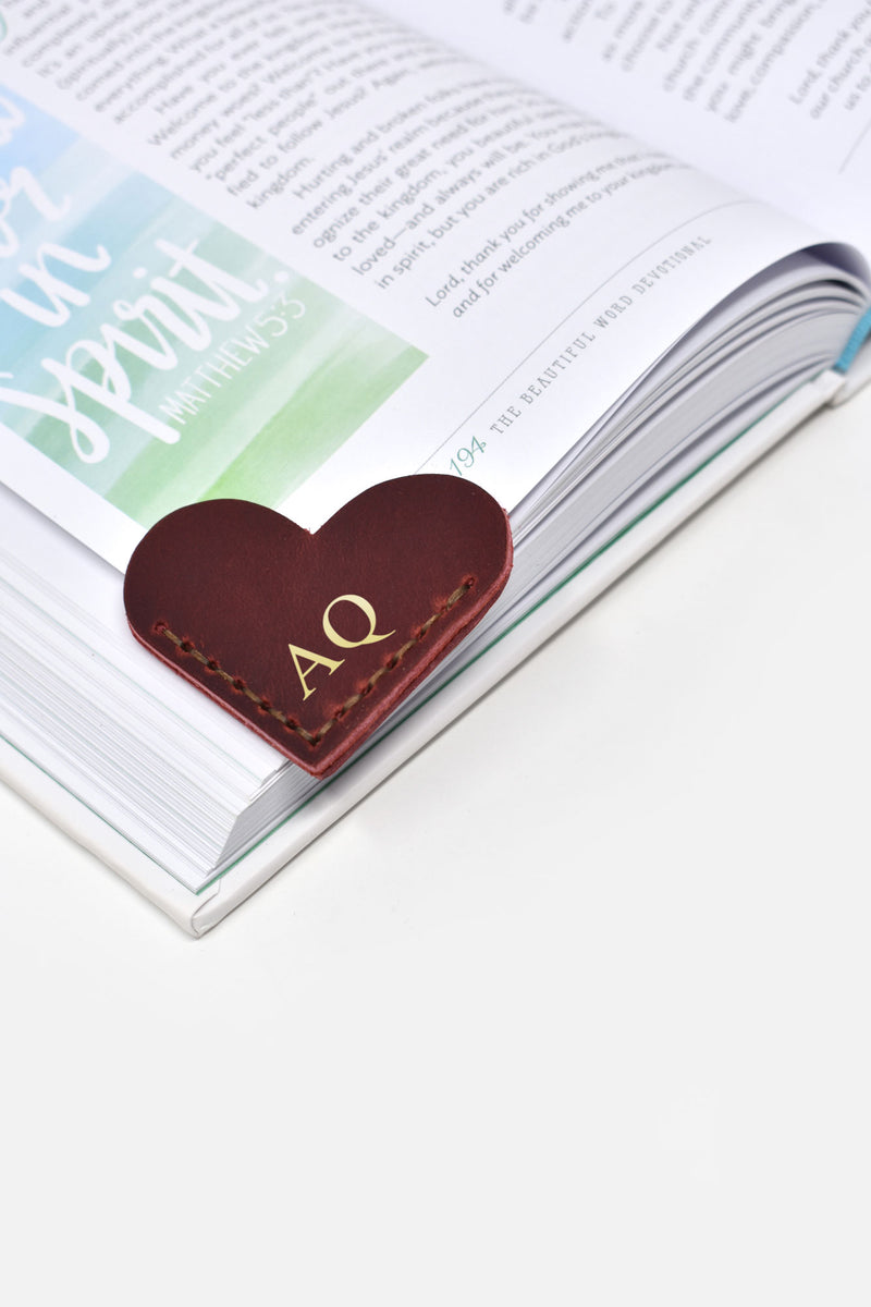 Classic Heart Leather Corner Bookmark