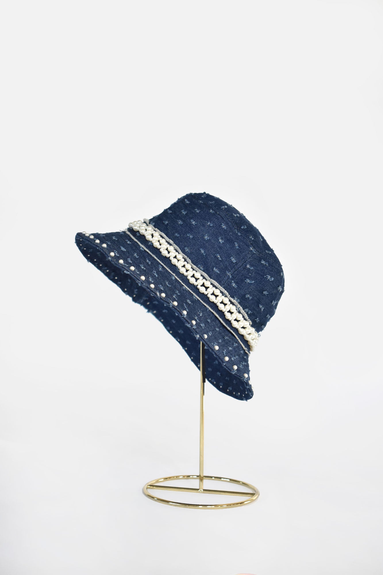 Céleste Denim Pearl Bucket Hat