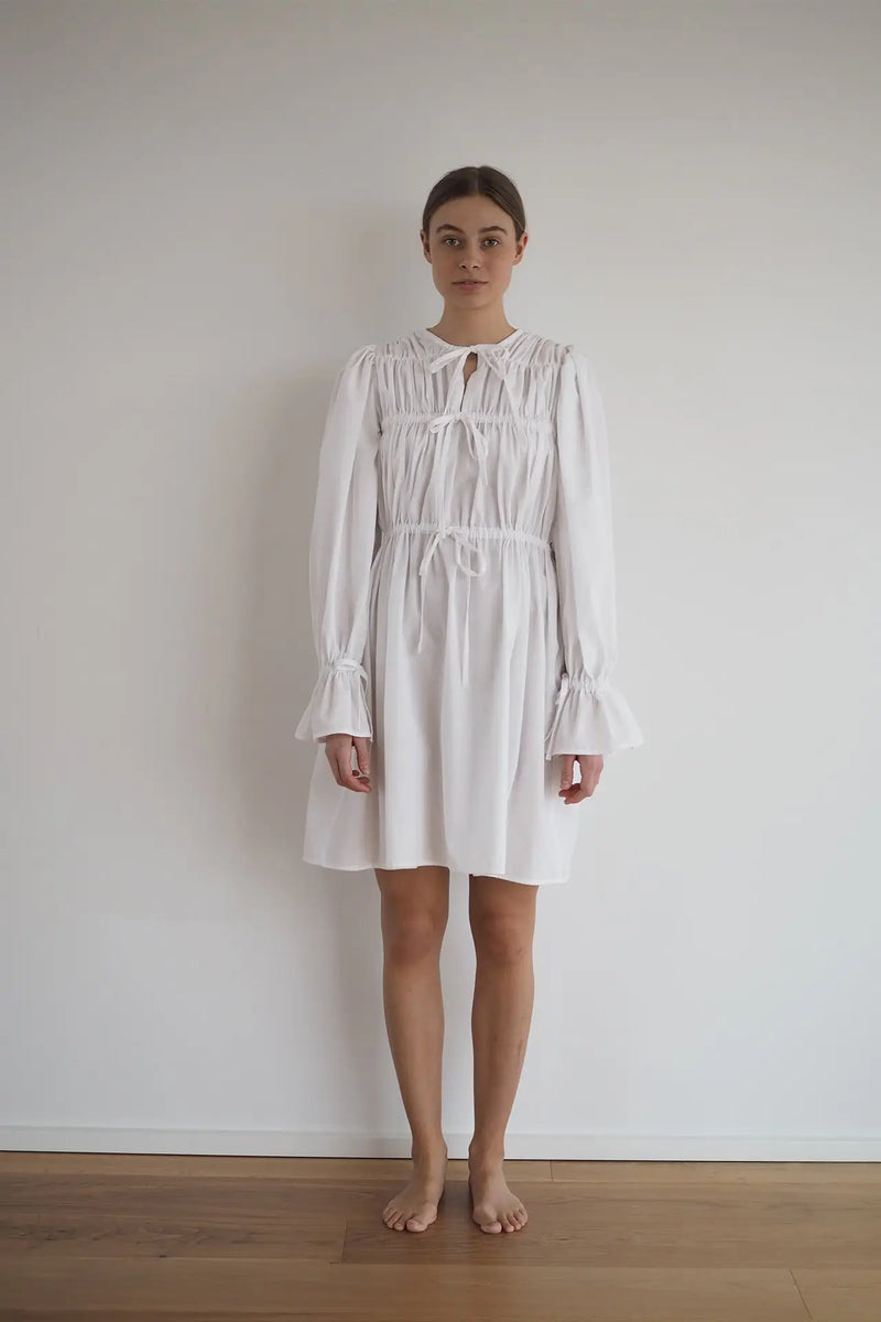 Anne 100% Organic Cotton White Dress