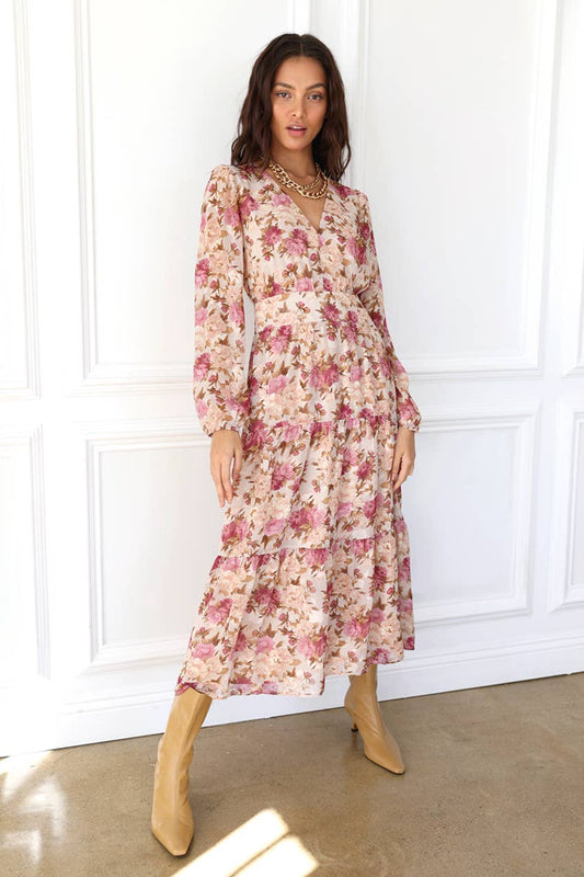 Susanne Textured Floral Midi Dress