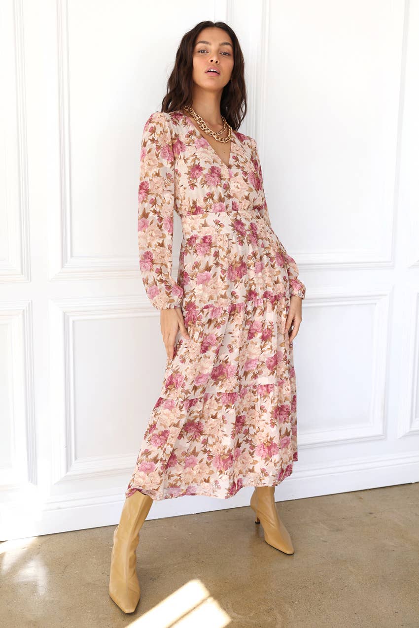 Susanne Textured Floral Midi Dress