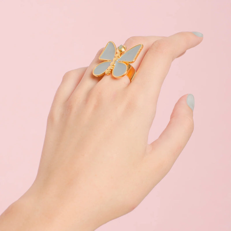 Salome Butterfly Cara-Col Ring Raw Emerald 24k Gold-Plated
